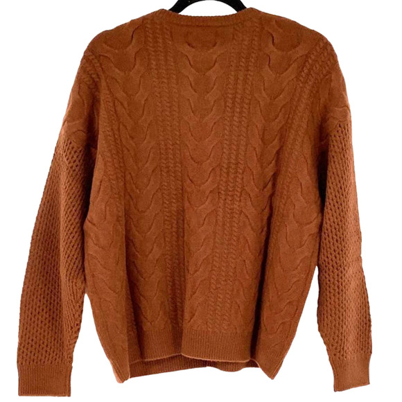 NEW! NAADAM Sz Small Open Cable Crewneck Cashmere Sweater Caramel $379 msrp J5-6 - Picture 3 of 12